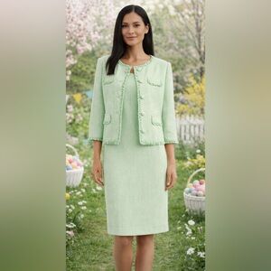SET Preston & York Clover Green Sailing Stripes Jacket & Dress Easter Outfit